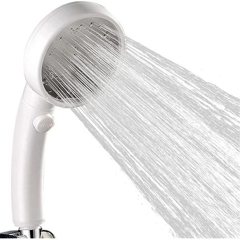 Pommeau de douche, pommeau de douche anticalcaire, douchette haute pression, pommeau de douche rotatif à 360° à température constante et finition blanche. (1/5)