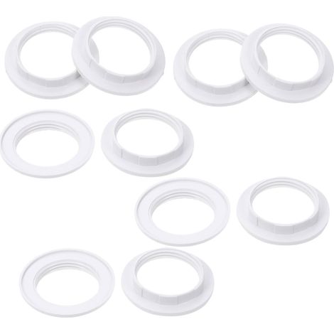 Anneau de Fixation pour Douille de Lampe E27 Blanc, Lot de 10 en Plastique Structure Simple, Accessoire pour Support Lumineux, Bagues de Maintien pour Montage de Douille (1/5)
