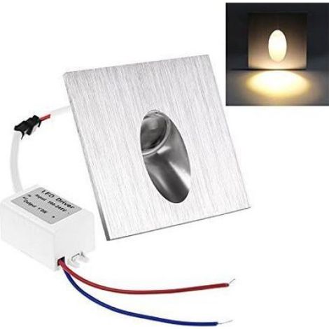Lot de 5 Spots LED Encastrables Carrés pour Chemin d'Escalier Porche 1W AC 100-245V Blanc Chaud (1/5)