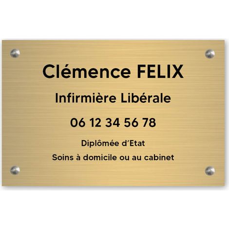 Plaque professionnelle personnalisée en PVC pour infirmière libérale - 1 à 5 lignes de texte - Format 30 x 20 cm (1/3)