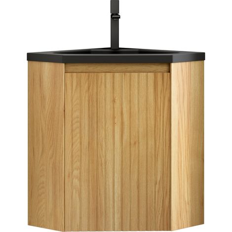 Mobile lavabo angolare 54,5 cm con lavabo integrato in resina nero opaco HOMVRA (1/5)