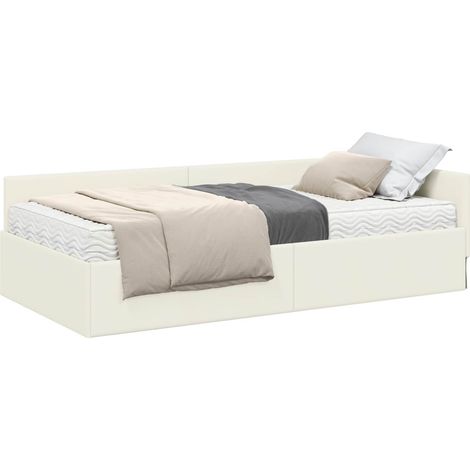Maison Exclusive - Struttura Letto Angolare con Materasso 2 pcs Crema Velluto (1/5)