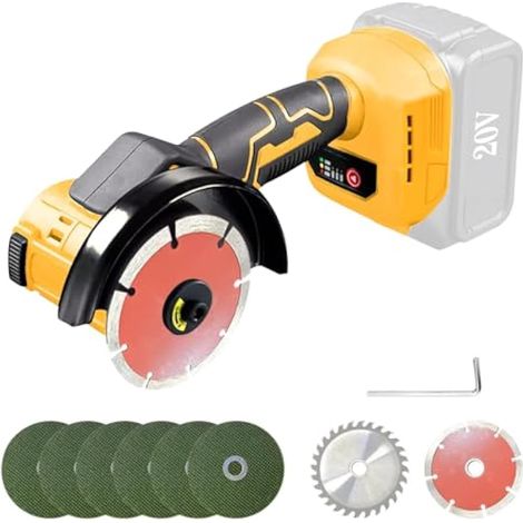 Meuleuse d'angle sans fil pour Dewalt 20 V, 12 000 tr/min outil de coupe sans fil, meuleuse électrique, moteur sans balais avec 6 lames de 100 mm pour la coupe du bois, du plastique et du métal (1/5)