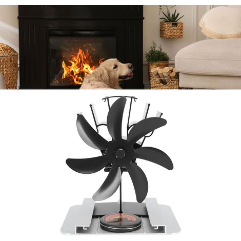 Ventilateur de cheminée, ventilateur thermique, chauffage au poêle à pétrole, poêle à bois, ventilateur thermique auto-générateur, noir (1/5)