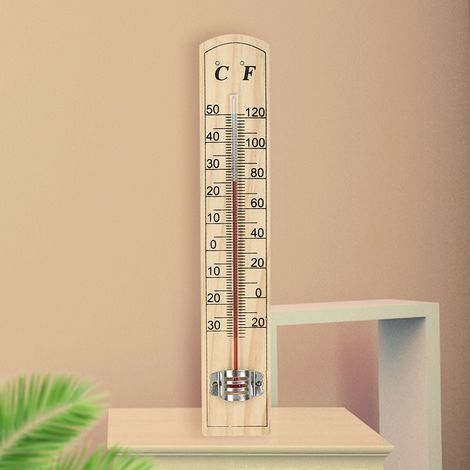 Innenthermometer, braun, Kiefernholz-Gewächshausthermometer, -30℃+50℃/-20℉+120℉ (1/2)