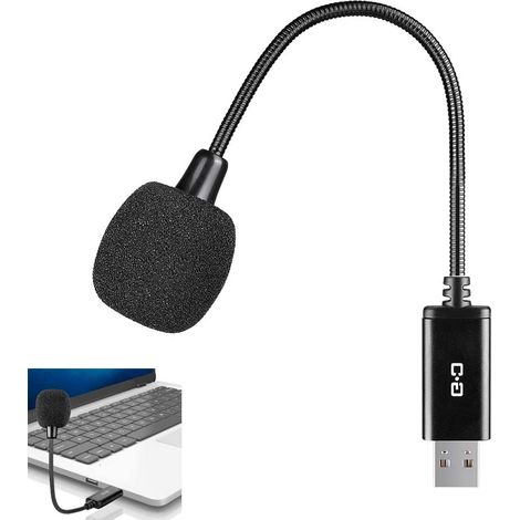 Mini microphone USB pour ordinateur portable et de bureau, avec col de cygne et carte son USB universelle, compatible PC et Mac, Plug & Play, microphone à condensateur idéal pour le télétravail et les (1/5)