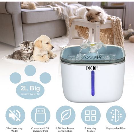 Automatischer 2-Liter-Katzenbrunnen, elektrischer Wasserspender für Haustiere, 2 Durchflussmodi, Kontrollleuchte, USB-betrieben, tragbar für den täglichen Gebrauch (1/5)