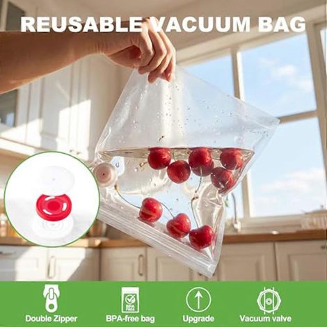40 sacs sous vide réutilisables pour aliments (S+L), compatibles avec Chef Preserve et la plupart des appareils de mise sous vide, 20 petits et 20 grands sacs. - JBMEDIA (1/4)
