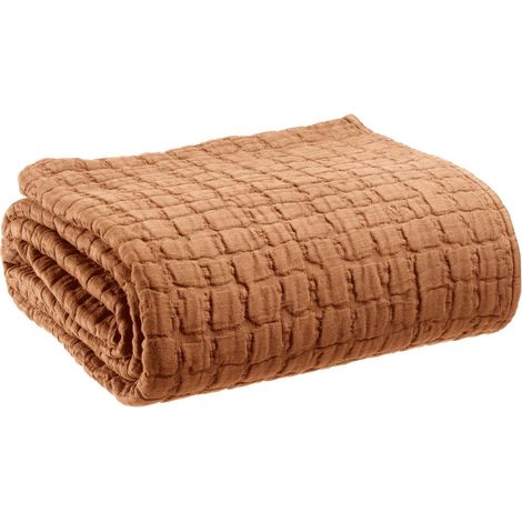 Jeté de lit en coton stonewashed Couvre-lit doux coloris 180 x 260 cm - PANGIVO