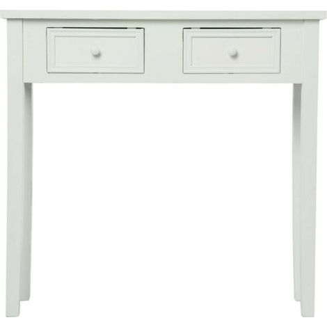 Console de 2 tiroirs coloris blanc - L80 x L30 x H76 cm - PEGANE - (1/2)