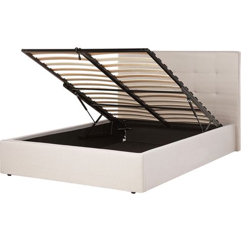 Ottoman Bed Fabric LORIENT 140 x 200 cm (EU Double) Beige