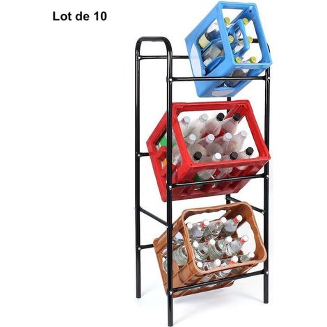 Lot de 10 Étagères de Rangement Pratique (50 x 33 x 116 cm) pour Caisses de Boissons et Rangement Divers (1/4)