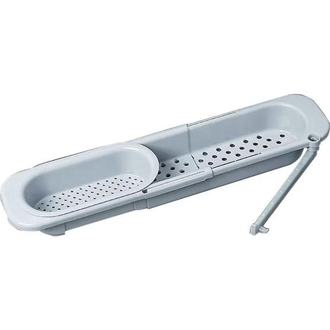 Organisateur d'évier télescopique, porte-torchon réglable pour évier, étagère de rangement extensible pour la cuisine (1 pièce, bleu clair)-AquaForge (1/5)