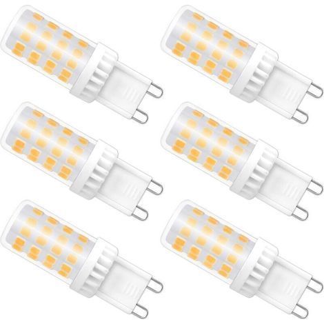Ampoules LED G9 Dimmable, 4W équivalent à 40W halogène, 480 LM, Blanc Chaud 3000K, Culot G9 Standard, Angle de rotation à 360 °, pour Ceiling Lighting, Kitchen, Paquet de 6 (1/4)