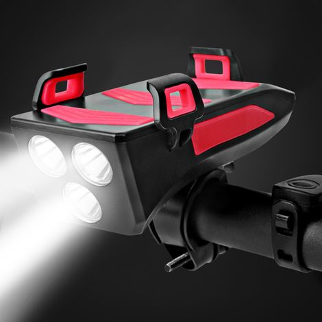 Lampe de vélo LED, 4000 mAh, couleur rouge, résistante à l'eau, avec support pour téléphone portable.-AquaForge