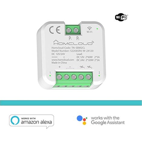 Modulo Pulsante Rele' Wi-Fi 12/24V - 2 Canali Da Incasso (Tn-Sbm2Cl)
