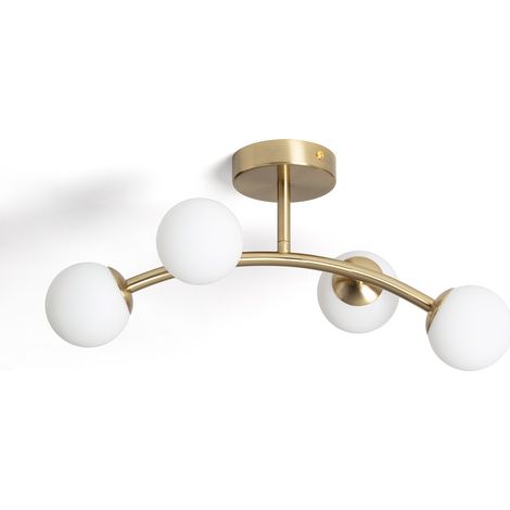 Lámpara de Techo Metal y Cristal Moonlight Brass Ovo 4 Focos Dorado