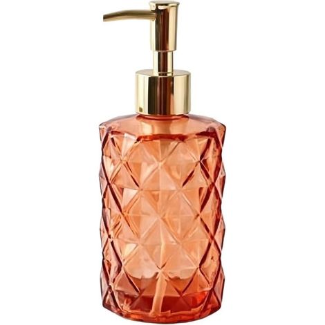 Green glass soap dispenser with rustproof pump, 300 ml (pink) (1/5)