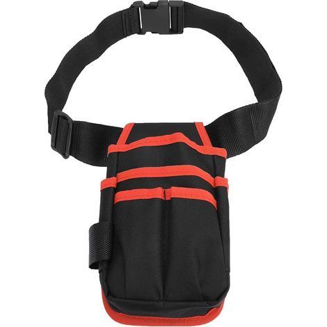 Tragbare Werkzeugtasche für den Bauch. Leichte Tasche aus Oxford-Gewebe für Campingausrüstung. Multifunktionale Outdoor-Gürteltasche mit rotem Gurt. (1/4)