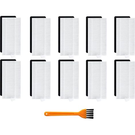 Lot de 10 filtres HEPA pour aspirateur robot Tikom G8000/G8000 Pro/Honiture G20, 1 brosse de nettoyage (1/5)