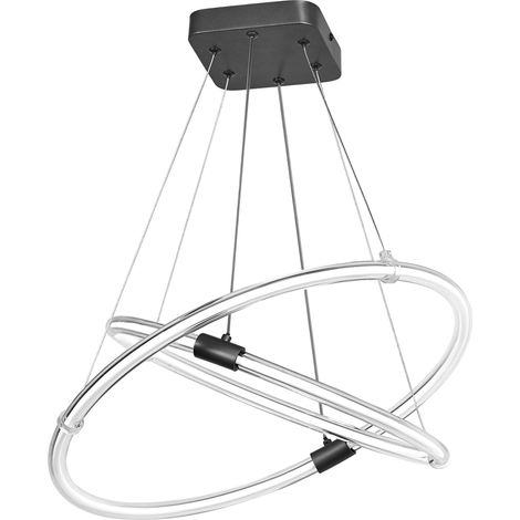 OSRAM Decor Celestio Suspension en polycarbonate incurvé avec LED et design filamentaire, 21 W, 2400 lm, 3000 K, blanc chaud 830, gradation par clic, gris foncé, plastique (PC), IP20 (1/5)