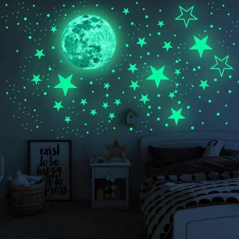 Sticker Lune - Sticker Étoiles Phosphorescents - Décoration Chambre Enfant - 174 Pièces (1/5)