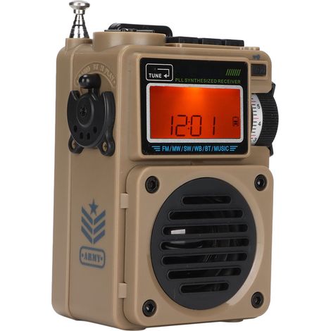 Radio Numérique HRD-701 Bluetooth Portable - Lecteur Audio avec Mémoire, Radio FM/AM, Minuterie pour Intérieur et Extérieur (Kaki)