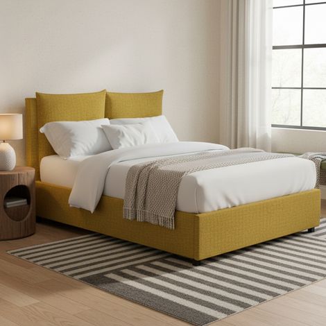 Cama Doble Liskeard, Desenfundable, Made in Italy, Amarillo Ocre (1/5)