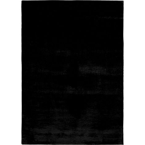 Tapis noir doux à poils courts style moderne - 160 x 160 cm (1/5)