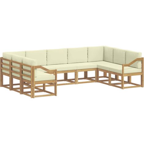 Outdoor Sofa Set with Cushion 9 pcs White and Cream vidaXL (1/5)