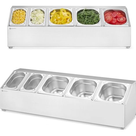 Soporte de exhibición de acero para contenedores de catering 3x GN 1/6 2x GN 1/9 (1/5)