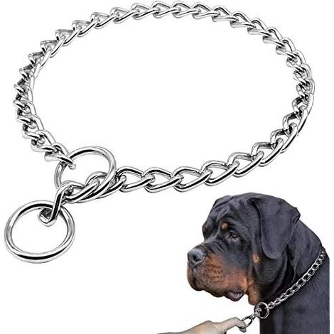 Collier de chaîne d'étranglement pour chien en acier inoxydable, chaîne en P en métal 20 pouces