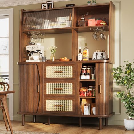 MEUBLIV Buffet alto de cocina blanco 120x40x174,5 cm – LED, toma USB y almacenaje modulable (1/5)