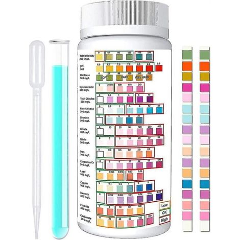 Kits de test d'eau 16 en 1 pour l'eau potable, Kit de test d'eau domestique, kits de mesure de la qualité de l'eau (bandes de test de 50 pièces) (1/5)