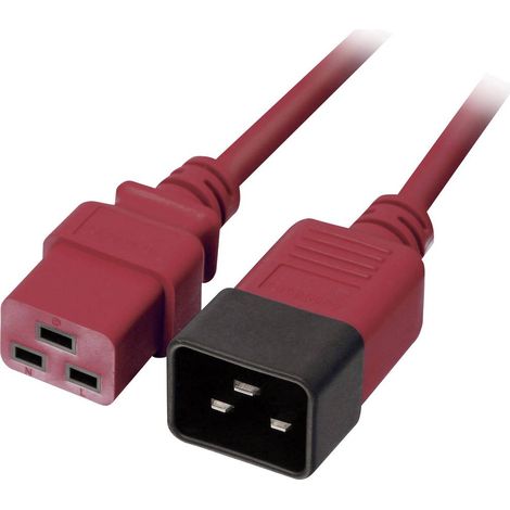 Rallonge LINDY appareils IEC [1x Secteur mâle C20 - 1x Secteur femelle C19] 2.00 m rouge C146031 (1/4)