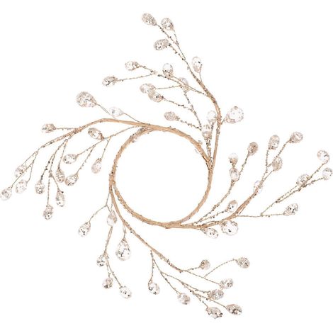 Couronne de Noël en perles acryliques et cristal, porte-bougie, anneau de couronne, décoration de centre de table-15.00X15.00X3.00CM-Golden (1/3)