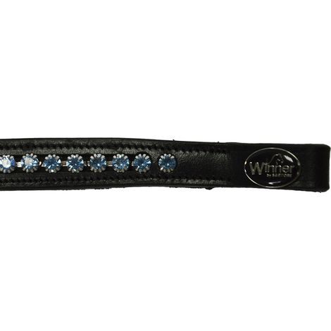 Cob, Marrone: Winner 16 mm Lederfrontplatte mit blauen Strasssteinen