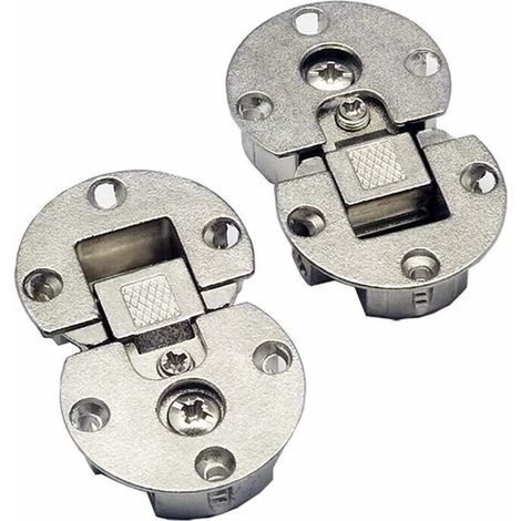royaluxe- Lot de 2 charnières pliantes dissimulées réglables à 90 degrés pour meubles - Charnières semi-circulaires - Charnières de table en bois - Charnières rondes argent, (1/5)