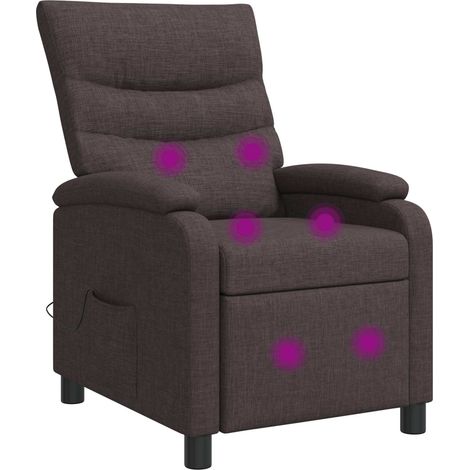 Massage Recliner Dark Brown Fabric vidaXL (1/5)
