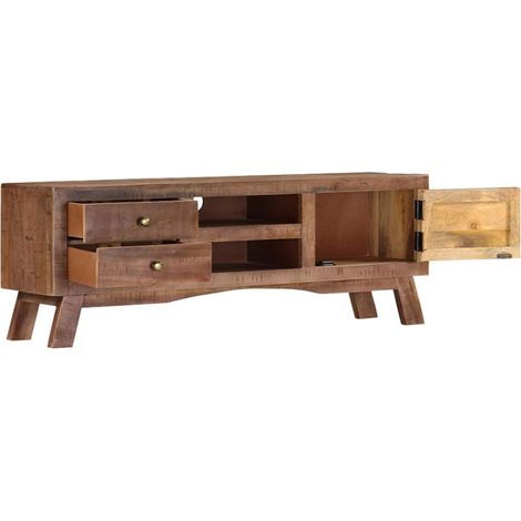 vidaXL Mueble para TV de madera maciza de mango rugosa 110x30x40 cm (1/2)