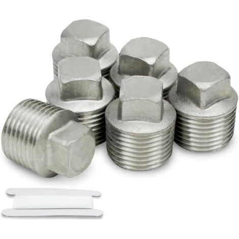 6 Pièces 1/2" mâle BSP filetage Acier inoxydable 304 mâle capuchon hexagonal douille tuyau bouchon raccords connecteur pour tuyau connexion Conversion (1/4)
