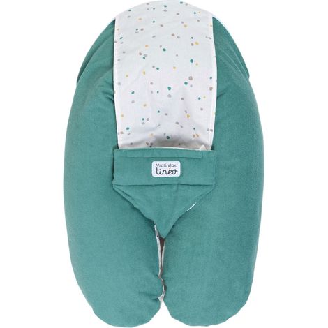 Coussin de maternité 3-en-1 Tinéo MultiRelax 73x40 cm - Housse amovible Vert/Pois, Harnais (1/5)