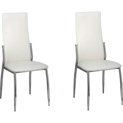 Lot de 2 Chaises de salle à manger - Chaises de cuisine blanc similicuir (1/5)