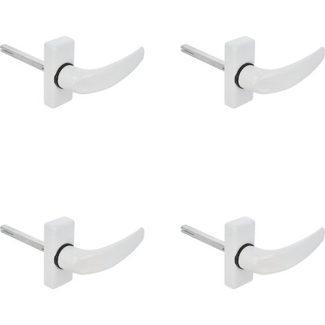 Lot de 4 poignées de porte avec rosace – Modèle DELTA – 121 x 72 mm – Carré de 8 mm – Design élégant et épuré – Poignée avec prise en main ergonomique – Aluminium blanc (1/5)