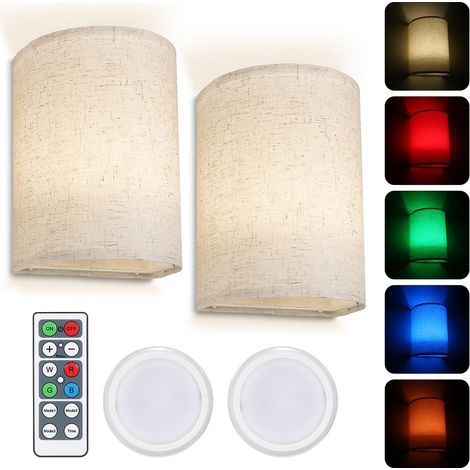Lampada da parete retrò Neoglint RGBW con paralume in tessuto, applique dimmerabile con telecomando. (1/5)