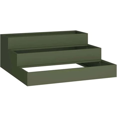 Pot de fleurs de jardin vert olive, 90 x 90 x 35 cm (1/5)