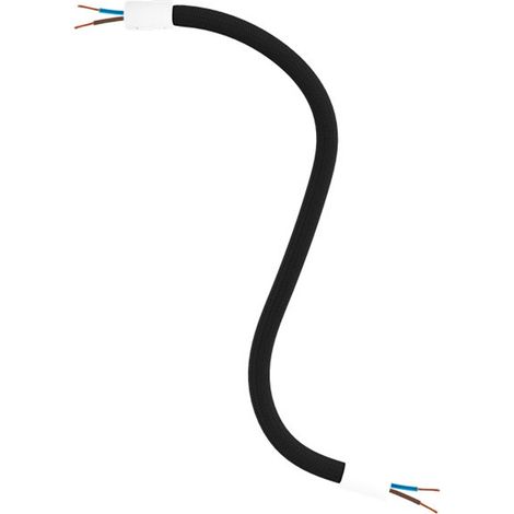 Creative-Cables Kit Creative Flex flexibles Verlängerungsrohr (30 cm Länge, Ø 10 mm) – Stoffummantelung RM04 schwarz und mattweiße Oberflächen – Mit Metallendstücken und Zubehör