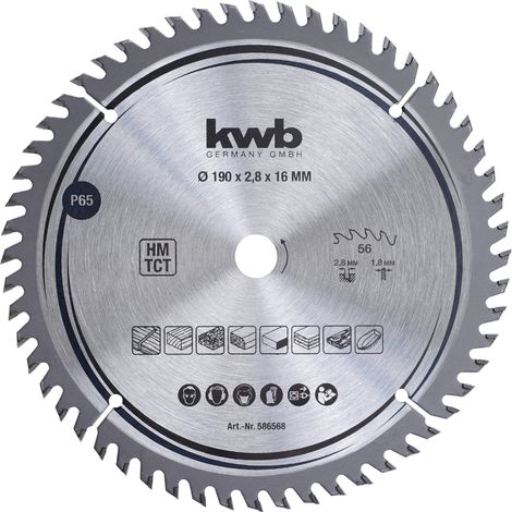 kwb lama per sega circolare 190 x 16 mm, taglio molto fine, adatta per piani di lavoro, legno e pannelli rivestiti (1/5)