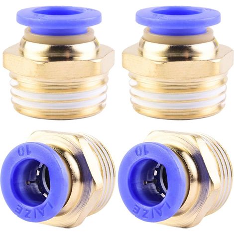 4 pièces 10 mm 1/2′′PT filetage extérieur droit Push to Connect Raccords de tube à emboîter pneumatique connecteur rapide - PC10-1/2" (1/5)
