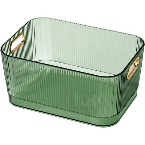 Panier de rangement de bureau, bac en acrylique vert transparent pour produits de soins de la peau et cosmétiques S (19,3x13,3x8,2 cm/7,60x5,24x3,23 pouces) (1/5)